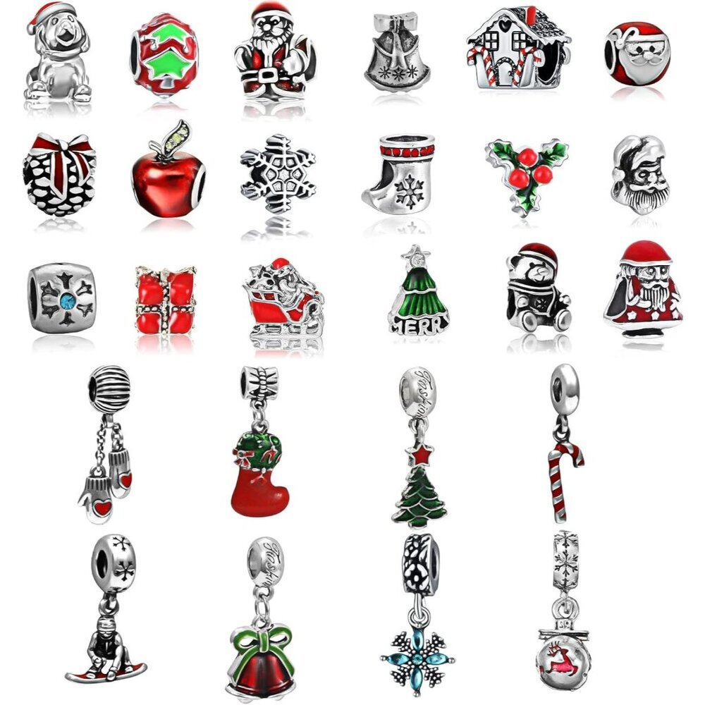 26 Assorted Christmas Charms - Vintage Style DIY Jewelry Beads for Holiday Joy